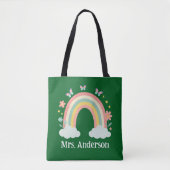 Modern Pastel Rainbow Personalized Teacher Gift トートバッグ (正面)