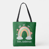 Modern Pastel Rainbow Personalized Teacher Gift トートバッグ (裏面)