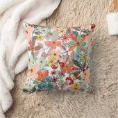 Modern Pastel Spring Floral Garden Pattern Pillow クッション (ブランケット)