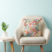 Modern Pastel Spring Floral Garden Pattern Pillow クッション (椅子)
