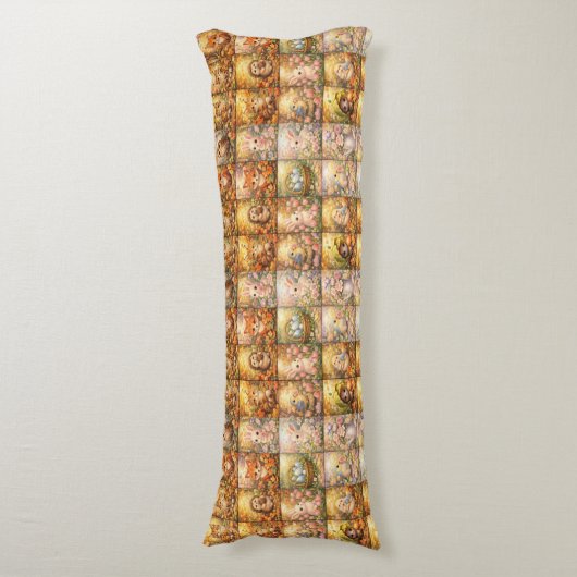 Modern Patchwork Pattern Collage ボディピロー (正面縦)