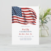 Modern Patriotic American Flag 4th of July Party 招待状 (スタンド正面)