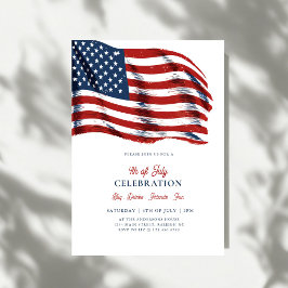 Modern Patriotic American Flag 4th of July Party 招待状