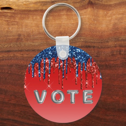 Modern Patriotic Glitter Drip Vote キーホルダー (裏面)