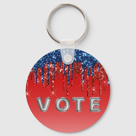Modern Patriotic Glitter Drip Vote キーホルダー (裏面)