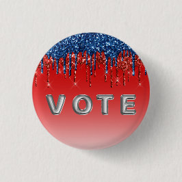 Modern Patriotic Glitter Drip  Vote 缶バッジ
