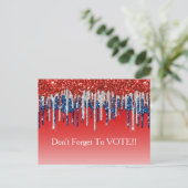 Modern Patriotic Glitter Drip Vote Reminder ポストカード (スタンド正面)