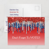 Modern Patriotic Glitter Drip Vote Reminder ポストカード (正面/裏面)
