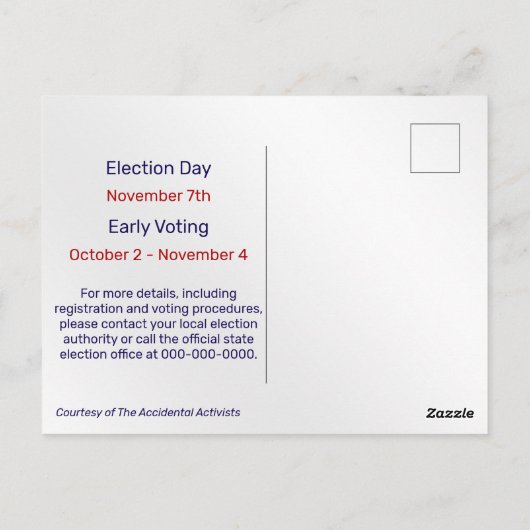 Modern Patriotic Glitter Drip Vote Reminder ポストカード (裏面)