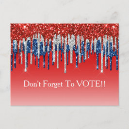 Modern Patriotic Glitter Drip Vote Reminder ポストカード