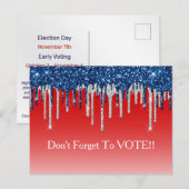 Modern Patriotic Glitter Drip Vote Reminder ポストカード (正面/裏面)