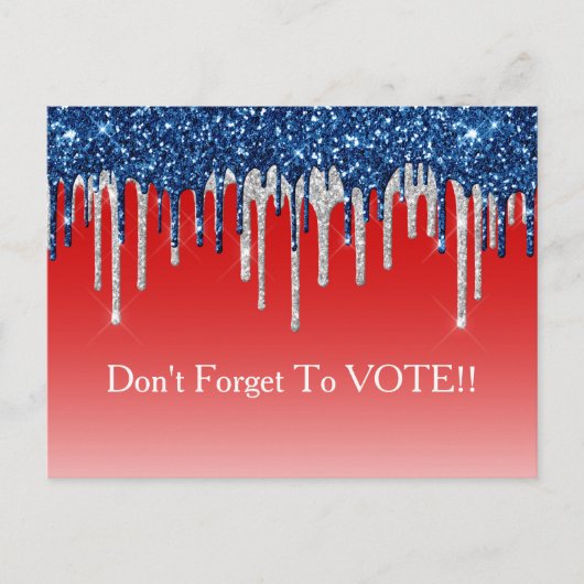 Modern Patriotic Glitter Drip Vote Reminder ポストカード (正面)