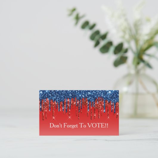 Modern Patriotic Glitter Drip Vote Reminder 名刺 (スタンド正面)