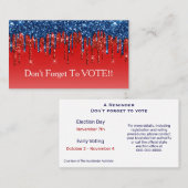 Modern Patriotic Glitter Drip Vote Reminder 名刺 (正面/裏面)