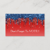 Modern Patriotic Glitter Drip Vote Reminder 名刺 (正面)