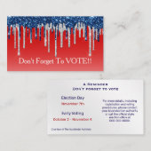 Modern Patriotic Glitter Drip Vote Reminder 名刺 (正面/裏面)