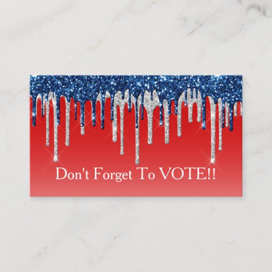 Modern Patriotic Glitter Drip Vote Reminder 名刺 (正面)