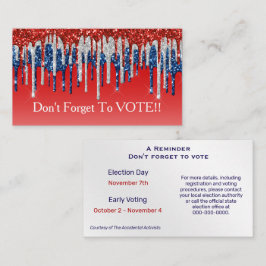 Modern Patriotic Glitter Drip Vote Reminder 名刺