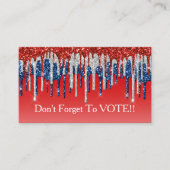 Modern Patriotic Glitter Drip Vote Reminder 名刺 (正面)
