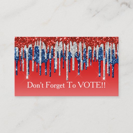 Modern Patriotic Glitter Drip Vote Reminder 名刺 (正面)
