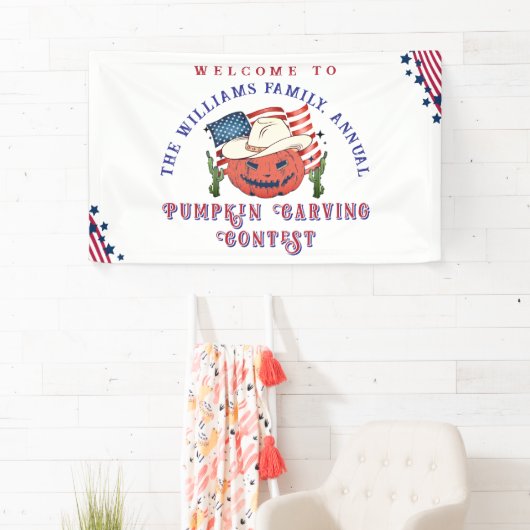 Modern Patriotic Pumpkin Showdown Halloween 横断幕 (インサイチュ)