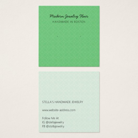 Modern Pattern Bright Green Earring Display Card (正面&裏面)