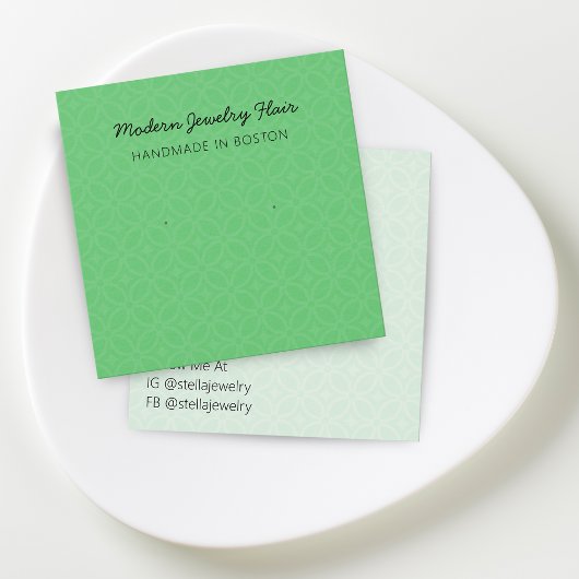 Modern Pattern Bright Green Earring Display Card