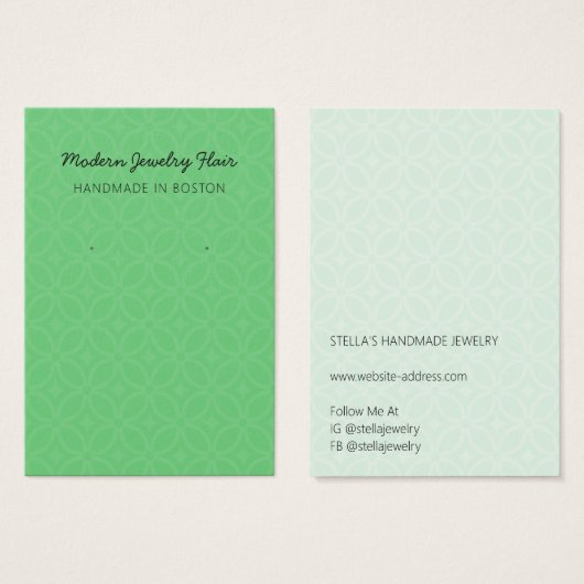 Modern Pattern Green Earring Display Card (正面&裏面)