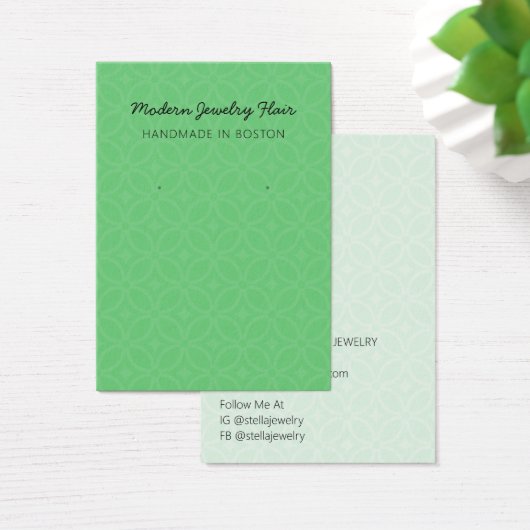 Modern Pattern Green Earring Display Card (デスク)
