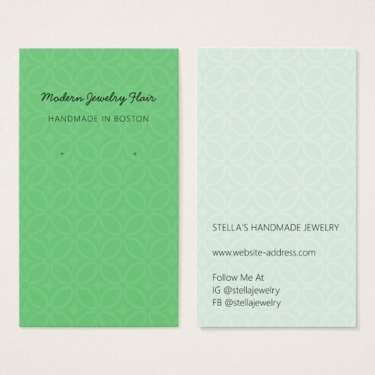 Modern Pattern Green Earring Display Card (正面&裏面)