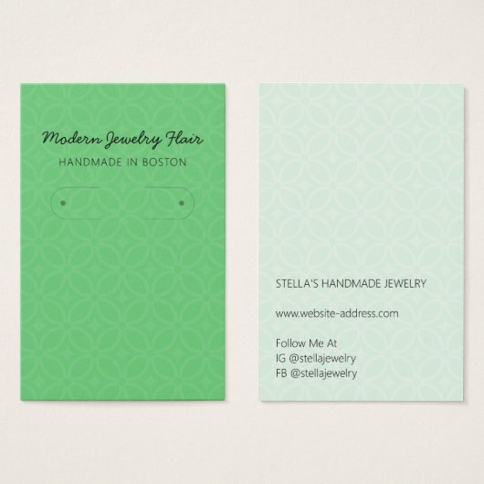 Modern Pattern Green Hoop Earring Display Card (正面&裏面)