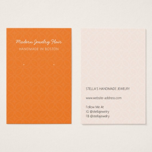 Modern Pattern Orange Earring Display Card (正面&裏面)