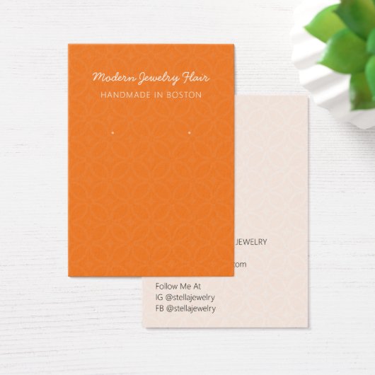 Modern Pattern Orange Earring Display Card (デスク)