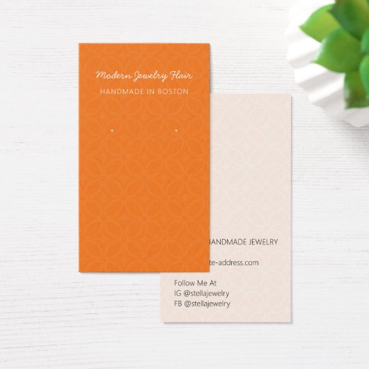 Modern Pattern Orange Earring Display Card (デスク)