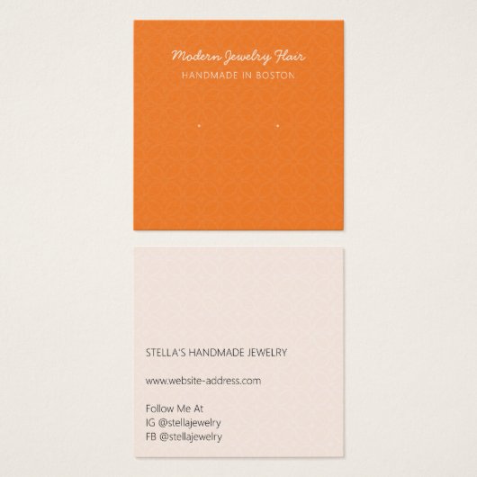 Modern Pattern Orange Earring Display Card (正面&裏面)