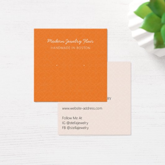 Modern Pattern Orange Earring Display Card (デスク)