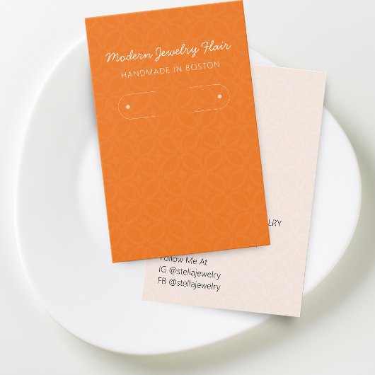 Modern Pattern Orange Hoop Earring Display Card