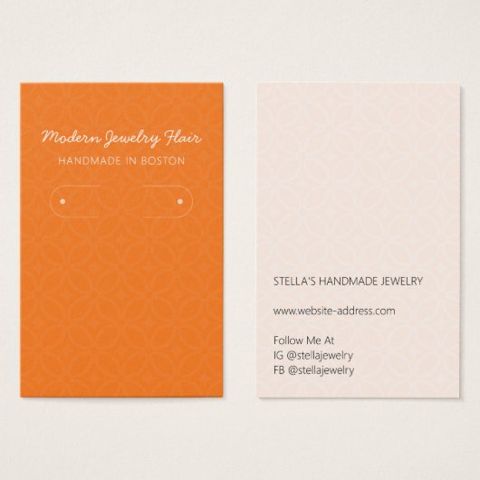 Modern Pattern Orange Hoop Earring Display Card (正面&裏面)