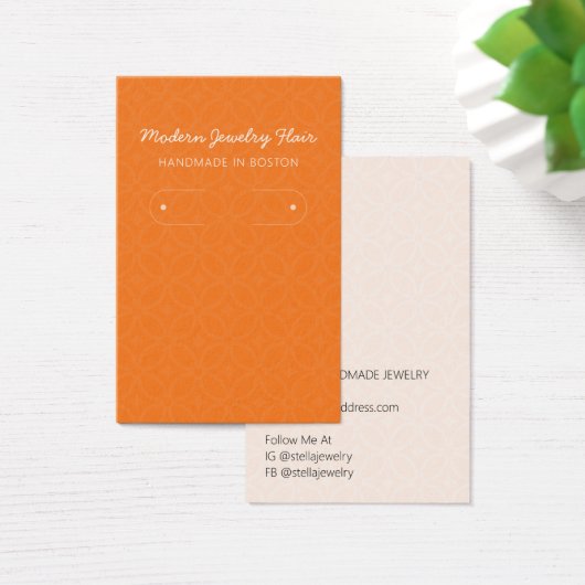 Modern Pattern Orange Hoop Earring Display Card (デスク)