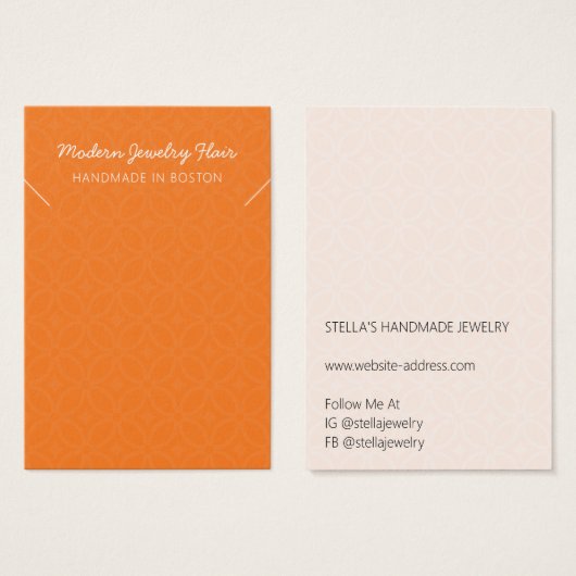 Modern Pattern Orange Necklace Display Card (正面&裏面)