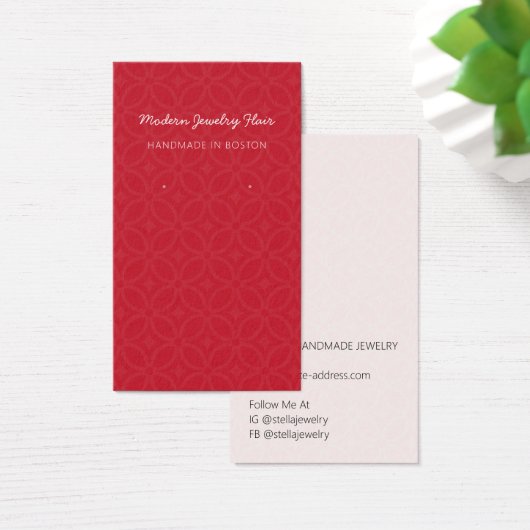 Modern Pattern Red Earring Display Card (デスク)