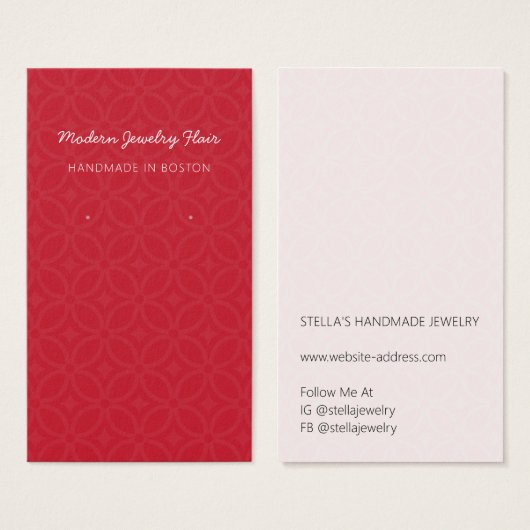 Modern Pattern Red Earring Display Card (正面&裏面)