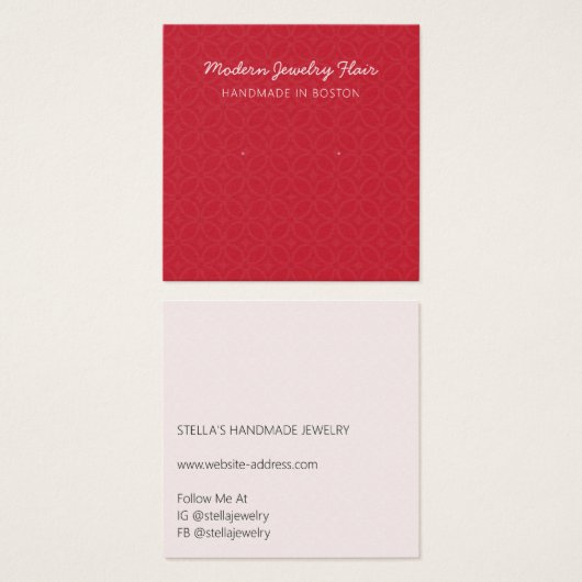 Modern Pattern Red Earring Display Card (正面&裏面)