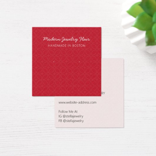 Modern Pattern Red Earring Display Card (デスク)