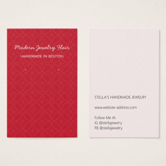 Modern Pattern Red Earring Display Card (正面&裏面)
