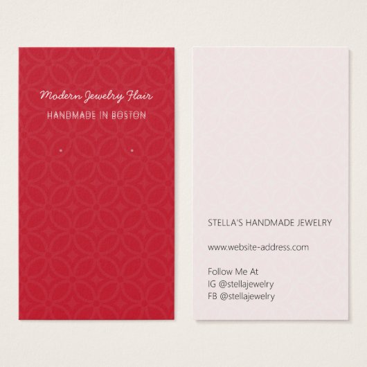 Modern Pattern Red Earring Display Card (正面&裏面)