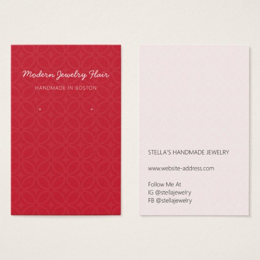 Modern Pattern Red Earring Display Card (正面&裏面)