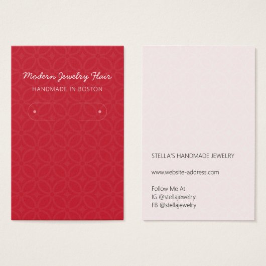 Modern Pattern Red Hoop Earring Display Card (正面&裏面)
