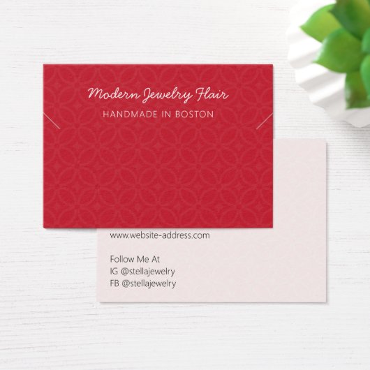 Modern Pattern Red Necklace Bracelet Display Card (デスク)