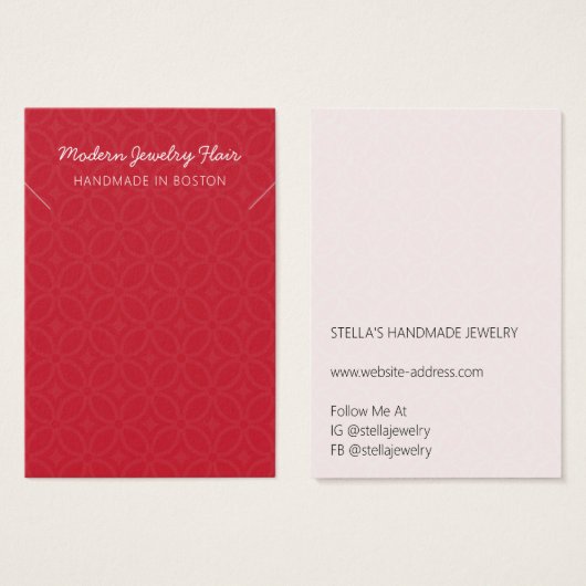 Modern Pattern Red Necklace Display Card (正面&裏面)